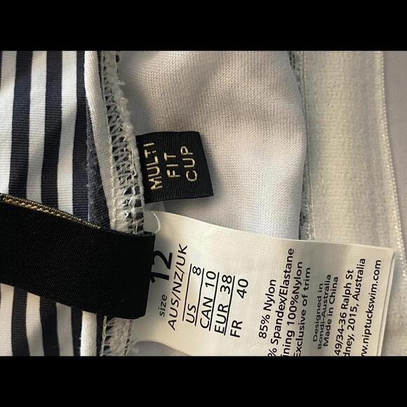 Stylish Black and White Striped Swim Tank Top NWT US 8 - Picture 4 of 8